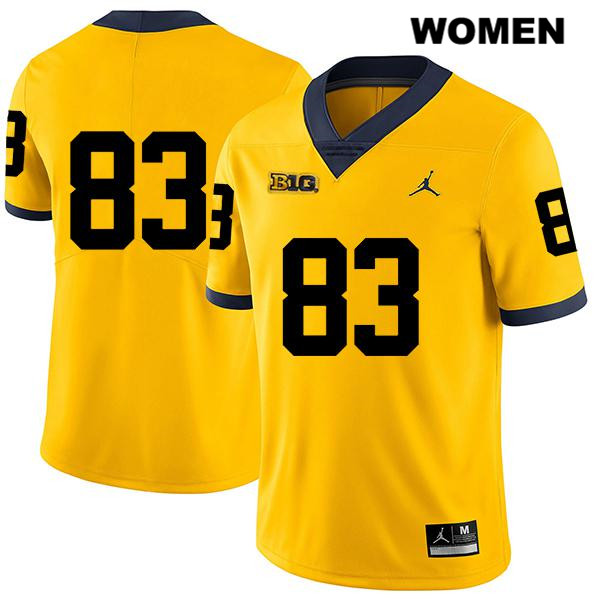 Women's NCAA Michigan Wolverines Erick All #83 No Name Yellow Jordan Brand Authentic Stitched Legend Football College Jersey DA25F40PE